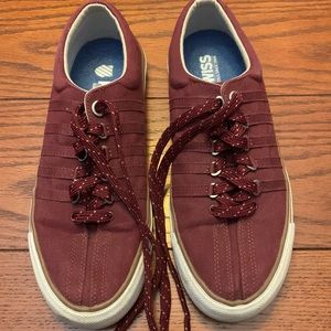 EUC K-Swiss maroon canvas shoes, size 7